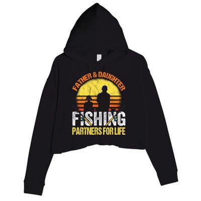 Fisherman Dad And Daughter Fishing Partners For Life Crop Fleece Hoodie