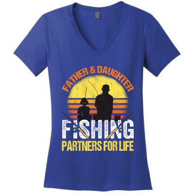 Fisherman Dad And Daughter Fishing Partners For Life Women's V-Neck T-Shirt