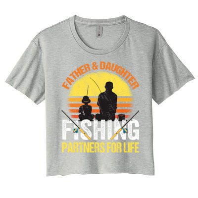 Fisherman Dad And Daughter Fishing Partners For Life Women's Crop Top Tee