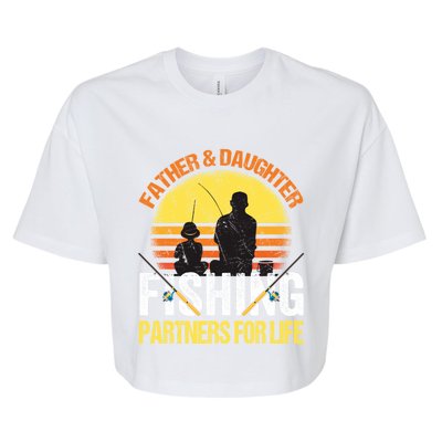 Fisherman Dad And Daughter Fishing Partners For Life Bella+Canvas Jersey Crop Tee