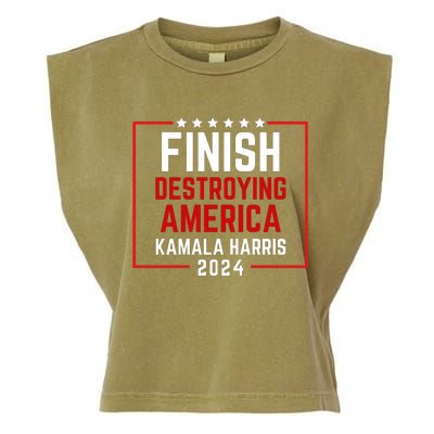 Finish Destroying America Kamala Harris 2024 Garment-Dyed Women's Muscle Tee