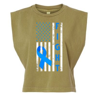 Fight Diabetes Awareness USA Flag Garment-Dyed Women's Muscle Tee