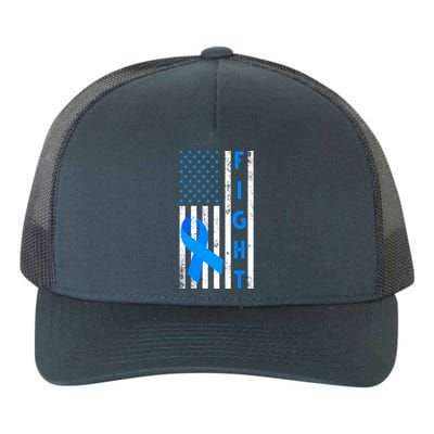 Fight Diabetes Awareness USA Flag Yupoong Adult 5-Panel Trucker Hat