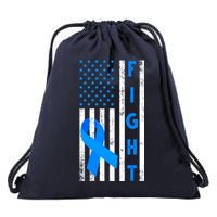 Fight Diabetes Awareness USA Flag Drawstring Bag
