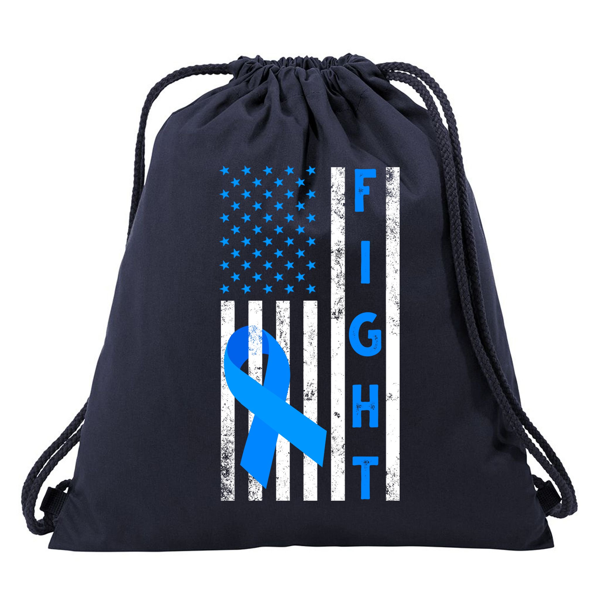 Fight Diabetes Awareness USA Flag Drawstring Bag