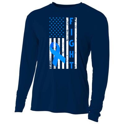 Fight Diabetes Awareness USA Flag Cooling Performance Long Sleeve Crew