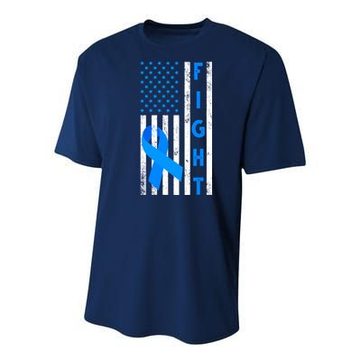 Fight Diabetes Awareness USA Flag Youth Performance Sprint T-Shirt