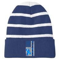 Fight Diabetes Awareness USA Flag Striped Beanie with Solid Band