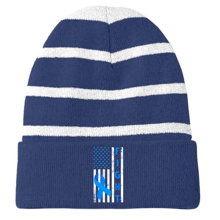 Fight Diabetes Awareness USA Flag Striped Beanie with Solid Band