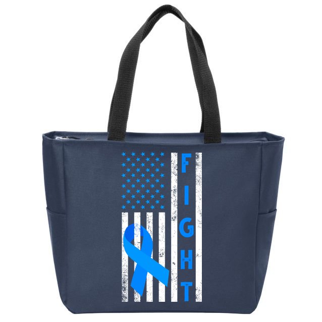 Fight Diabetes Awareness USA Flag Zip Tote Bag