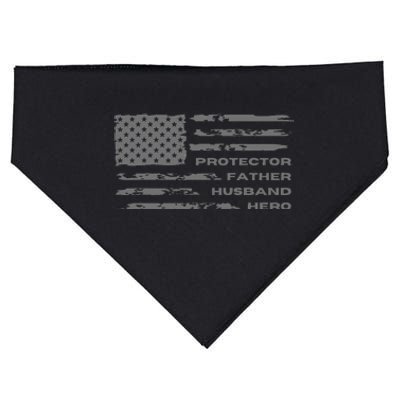 Fathers Day American Flag Husband Daddy Protector Hero USA-Made Doggie Bandana