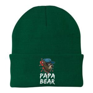 Fathers Day Animal Family Dad Funny Sunglasses Papa Bear Great Gift Knit Cap Winter Beanie