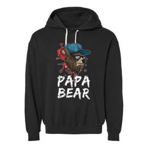 Fathers Day Animal Family Dad Funny Sunglasses Papa Bear Great Gift Garment-Dyed Fleece Hoodie