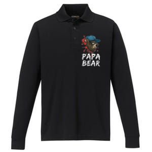 Fathers Day Animal Family Dad Funny Sunglasses Papa Bear Great Gift Performance Long Sleeve Polo