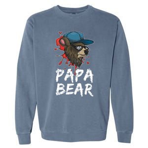 Fathers Day Animal Family Dad Funny Sunglasses Papa Bear Great Gift Garment-Dyed Sweatshirt