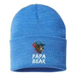 Fathers Day Animal Family Dad Funny Sunglasses Papa Bear Great Gift Sustainable Knit Beanie