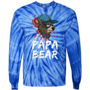 Fathers Day Animal Family Dad Funny Sunglasses Papa Bear Great Gift Tie-Dye Long Sleeve Shirt