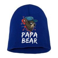 Fathers Day Animal Family Dad Funny Sunglasses Papa Bear Great Gift Short Acrylic Beanie