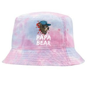 Fathers Day Animal Family Dad Funny Sunglasses Papa Bear Great Gift Tie-Dyed Bucket Hat