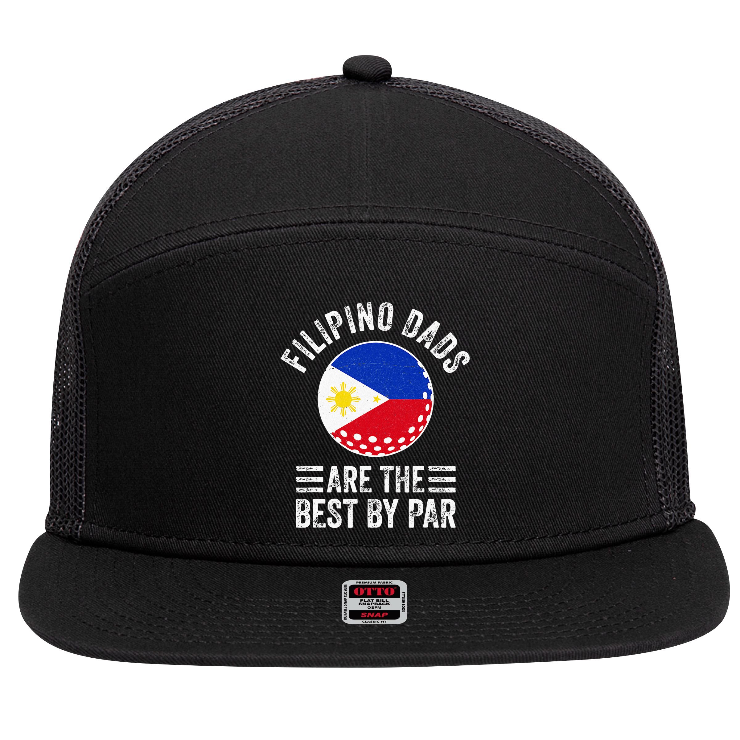 Filipino Dads Are The Best By Par Philippines Flag Golf Dad 7 Panel Mesh Trucker Snapback Hat