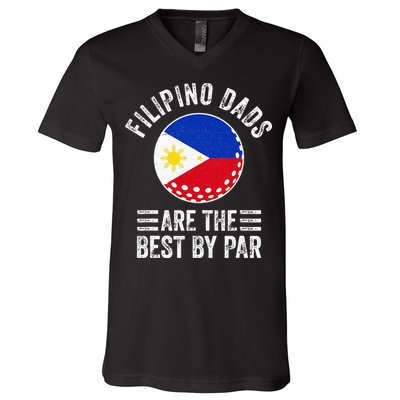 Filipino Dads Are The Best By Par Philippines Flag Golf Dad V-Neck T-Shirt
