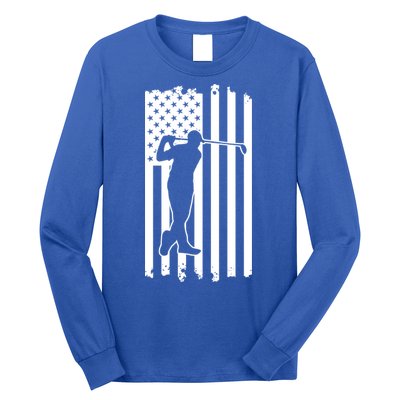 Father's Day American Flag Golf Club Swing Dad Gift Golf Dad Long Sleeve Shirt