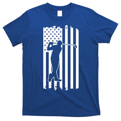 Father's Day American Flag Golf Club Swing Dad Gift Golf Dad T-Shirt