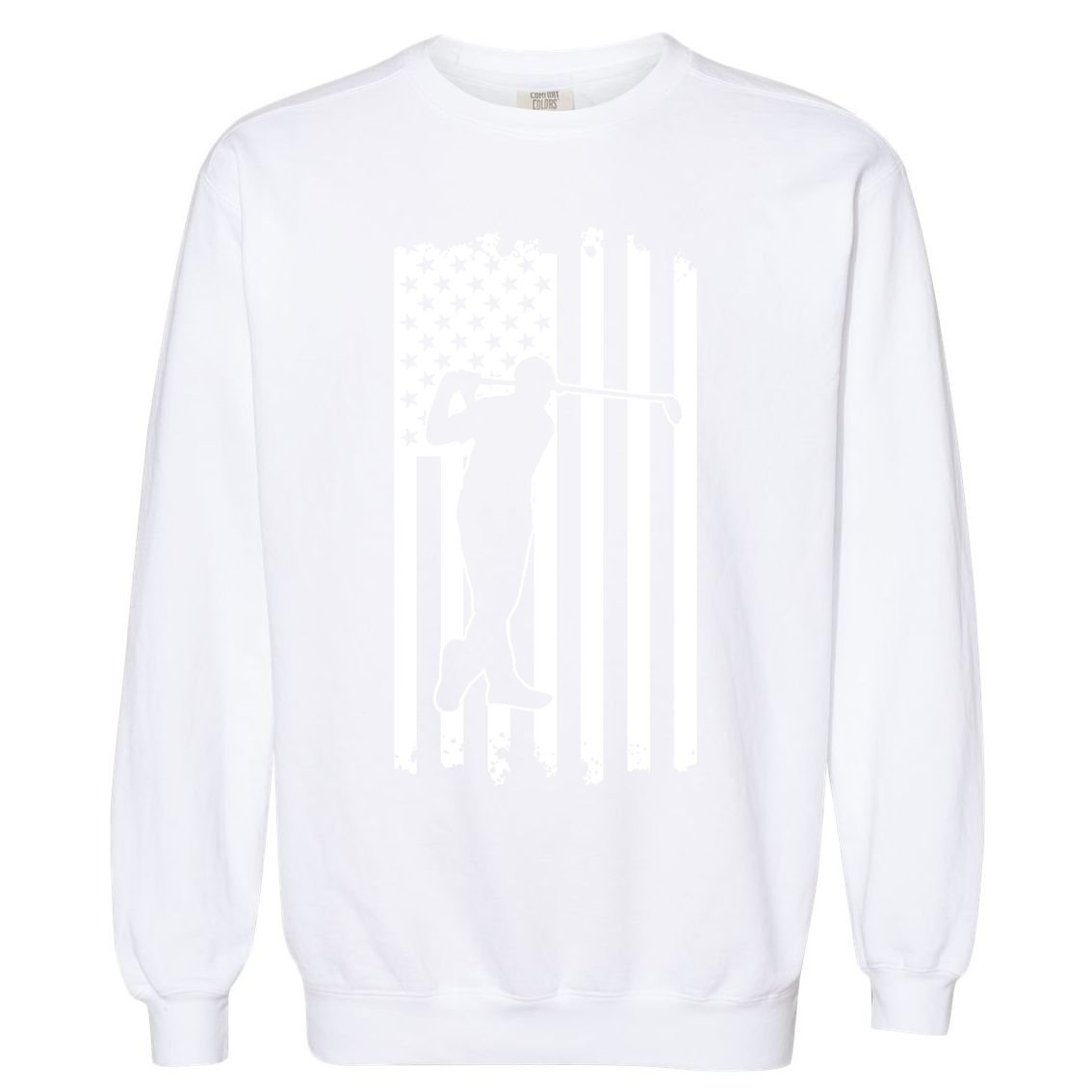 Father's Day American Flag Golf Club Swing Dad Gift Golf Dad Garment-Dyed Sweatshirt