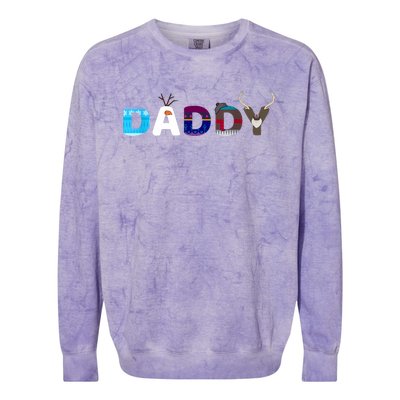 Frozen Dad And Mom Birthday Daddy Family Party Snowman Colorblast Crewneck Sweatshirt