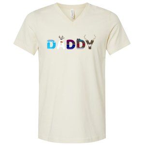 Frozen Dad And Mom Birthday Daddy Family Party Snowman V-Neck T-Shirt