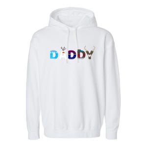 Frozen Dad And Mom Birthday Daddy Family Party Snowman Garment-Dyed Fleece Hoodie