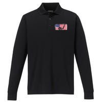 Father's Day American Flag Golf Gift Golf Dad Performance Long Sleeve Polo