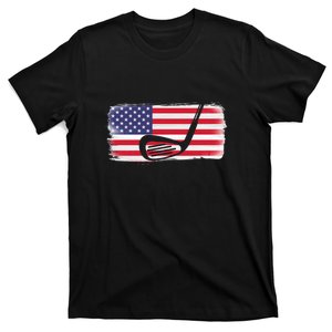 Father's Day American Flag Golf Gift Golf Dad T-Shirt