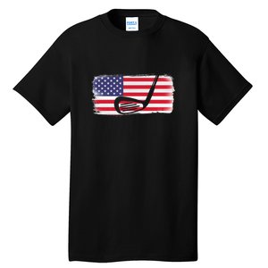 Father's Day American Flag Golf Gift Golf Dad Tall T-Shirt