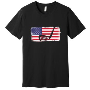 Father's Day American Flag Golf Gift Golf Dad Premium T-Shirt