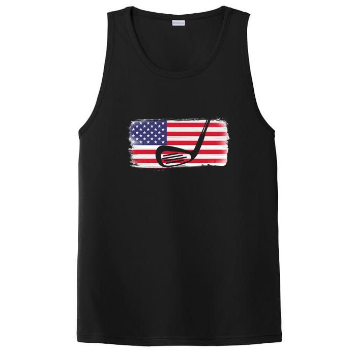 Father's Day American Flag Golf Gift Golf Dad PosiCharge Competitor Tank