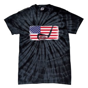 Father's Day American Flag Golf Gift Golf Dad Tie-Dye T-Shirt