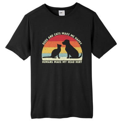 Funny Dogs And Cats Make Me Happy Hu Make My Head Hurt Funny Gift Tall Fusion ChromaSoft Performance T-Shirt