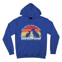 Funny Dogs And Cats Make Me Happy Hu Make My Head Hurt Funny Gift Hoodie