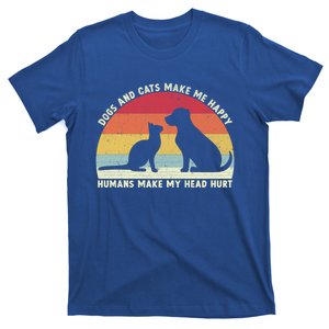 Funny Dogs And Cats Make Me Happy Hu Make My Head Hurt Funny Gift T-Shirt