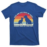 Funny Dogs And Cats Make Me Happy Hu Make My Head Hurt Funny Gift T-Shirt