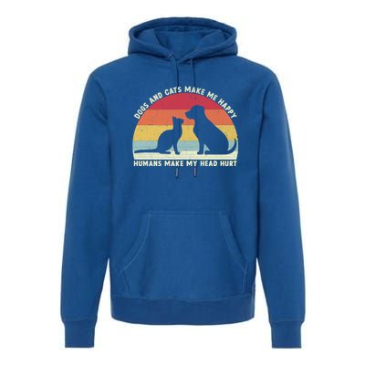 Funny Dogs And Cats Make Me Happy Hu Make My Head Hurt Funny Gift Premium Hoodie