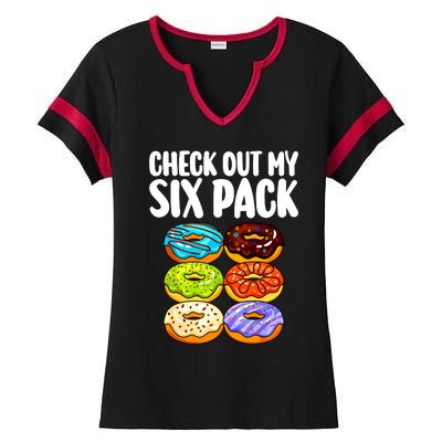 Funny Donut Art For Women Doughnut Lover Gym Six Pack Ladies Halftime Notch Neck Tee