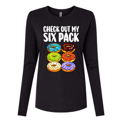 Funny Donut Art For Women Doughnut Lover Gym Six Pack Womens Cotton Relaxed Long Sleeve T-Shirt