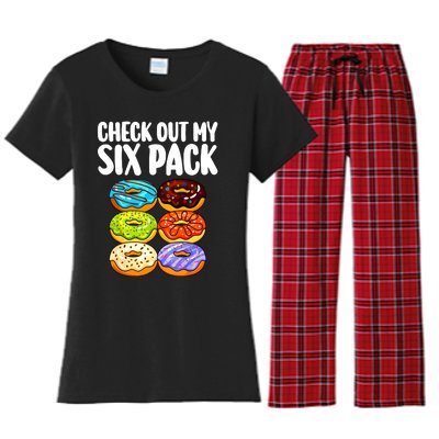 Funny Donut Art For Women Doughnut Lover Gym Six Pack Women's Flannel Pajama Set