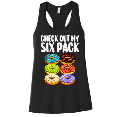 Funny Donut Art For Women Doughnut Lover Gym Six Pack Women's Racerback Tank