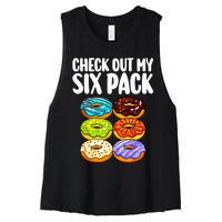 Funny Donut Art For Women Doughnut Lover Gym Six Pack Women's Racerback Cropped Tank