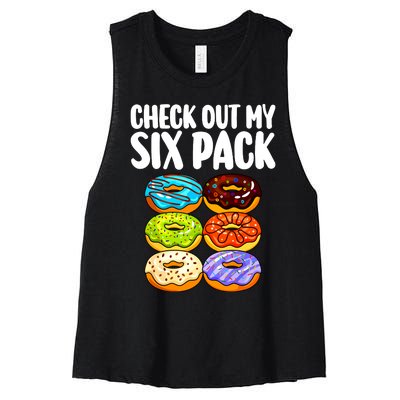 Funny Donut Art For Women Doughnut Lover Gym Six Pack Women's Racerback Cropped Tank