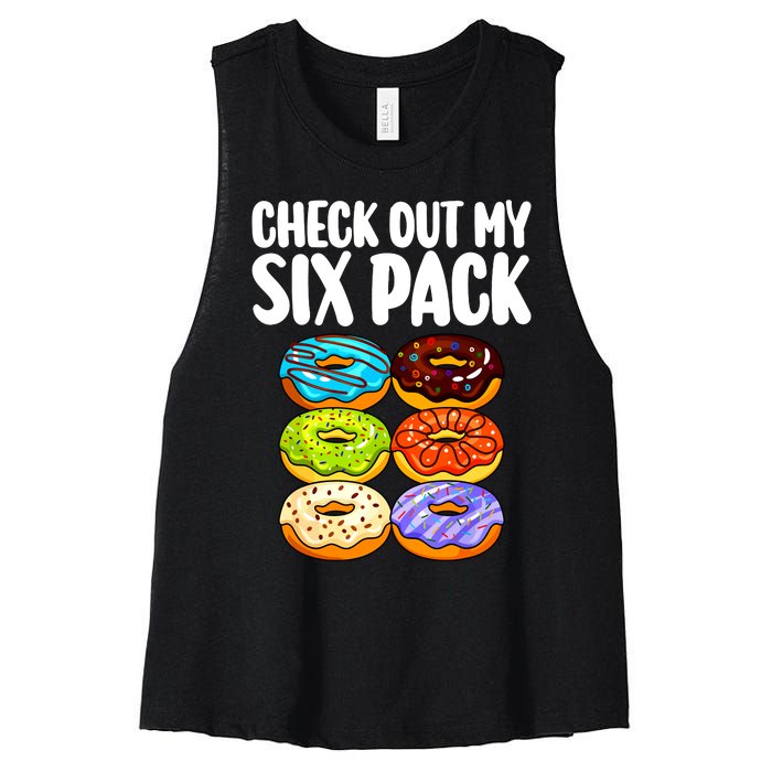 Funny Donut Art For Women Doughnut Lover Gym Six Pack Women's Racerback Cropped Tank