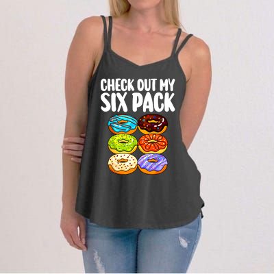 Funny Donut Art For Women Doughnut Lover Gym Six Pack Women's Strappy Tank